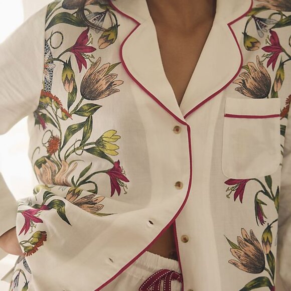 By Anthropologie Flannel Buttondown Pajama Top blouse L NEW NWT - Picture 4 of 14